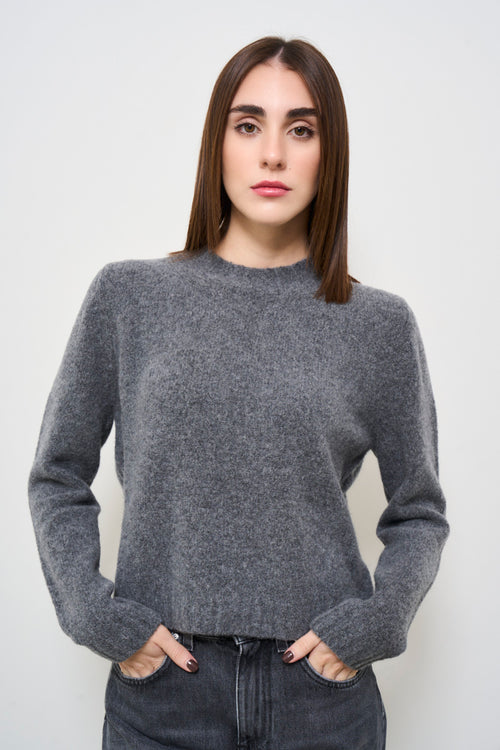 Women's grey crew neck sweater - 2