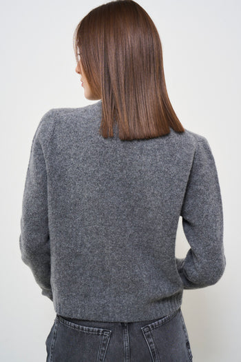 Women's grey crew neck sweater - 4