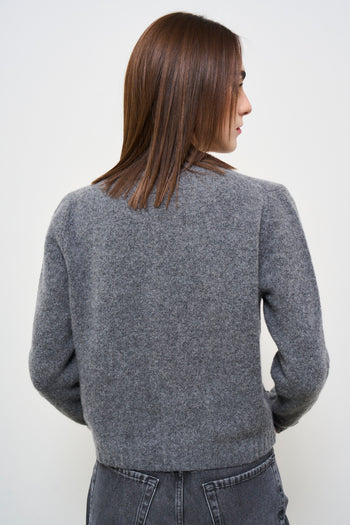 Women's grey crew neck sweater - 5