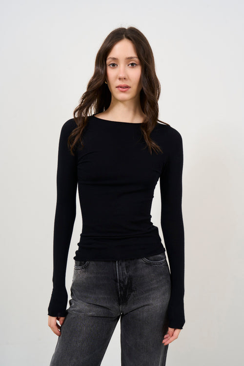 Maglia donna superfine nera