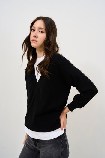 Women's V-neck sweater black - 4