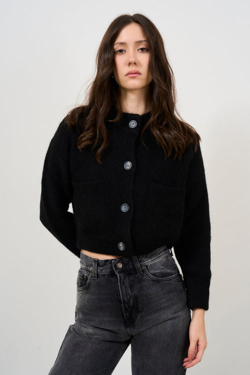 Giubbotto donna nero crop - 2