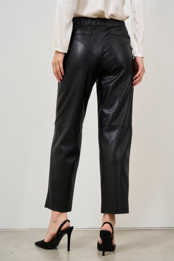 Women's black faux leather trousers - 4