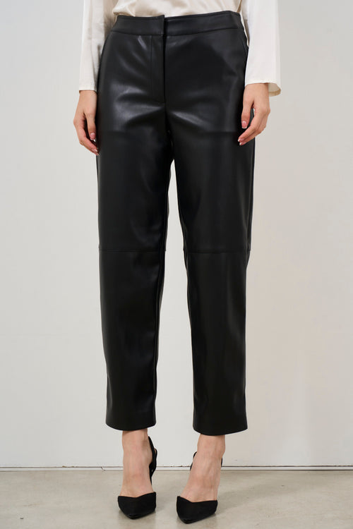 Pantalone donna in ecopelle nero