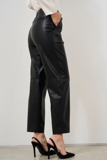 Women's black faux leather trousers - 5