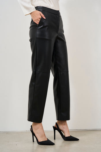 Women's black faux leather trousers - 6