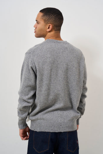 Men's grey crew neck sweater - 7