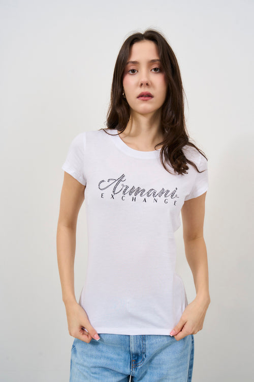 White women's T-shirt with front print