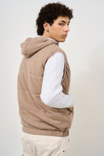 Piumino gilet uomo in maglia tortora - 6