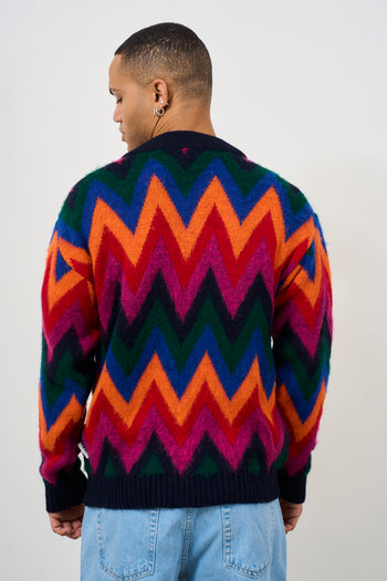 Cardigan uomo fantasia zig zag multicolor - 4