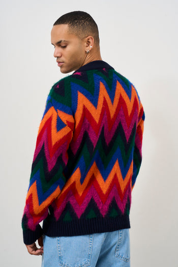 Cardigan uomo fantasia zig zag multicolor - 5