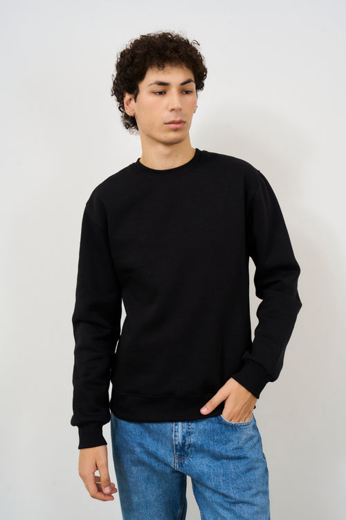 Men's black crewneck sweatshirt with back print