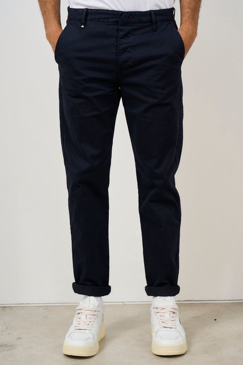 Pantalone uomo chinos in cotone blu notte