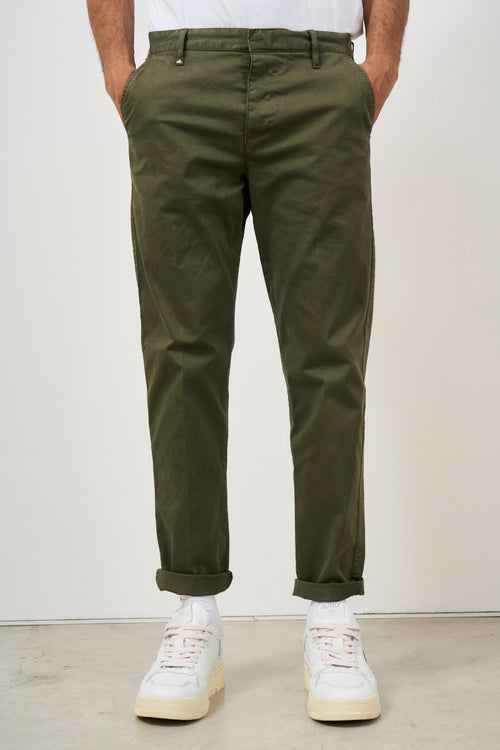 Men's green cotton chinos trousers