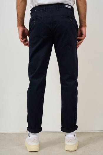 Men's Midnight Blue Cotton Chinos Trousers - 4