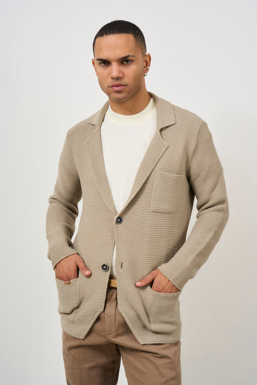 Cardigan uomo corda con taschino