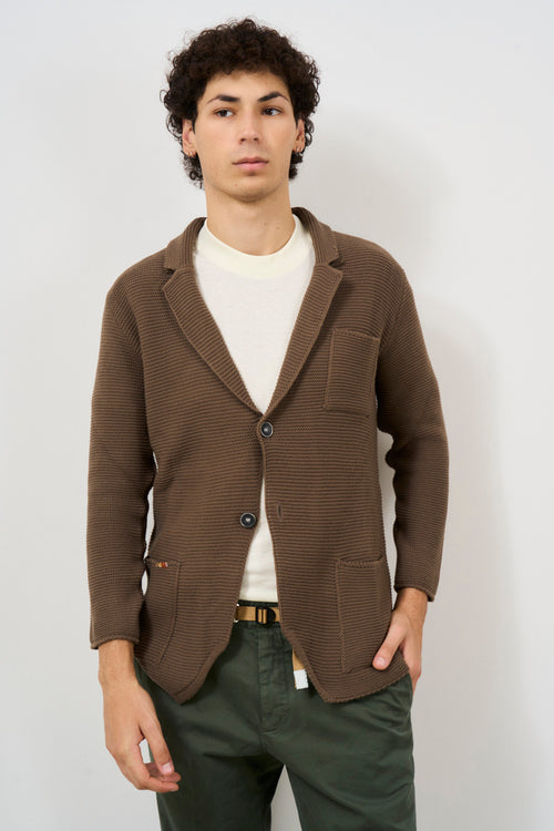 Cardigan uomo tabacco con taschino