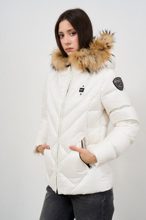 Women's short white down jacket - 1