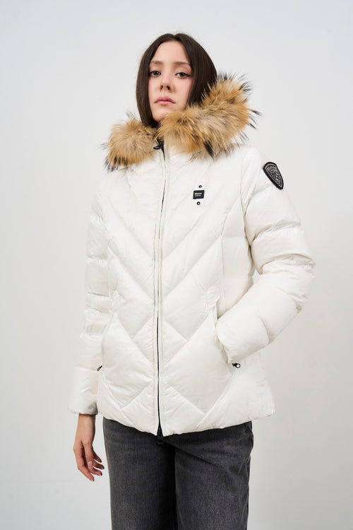 Women's short white down jacket - 2