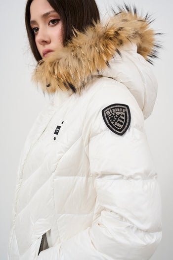 Women's short white down jacket - 4