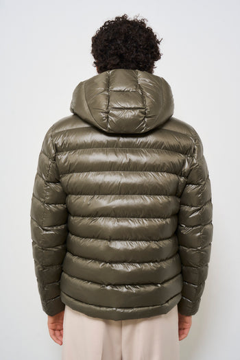 Men's green quilted down jacket with hood - 6