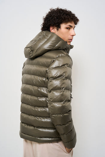 Men's green quilted down jacket with hood - 7