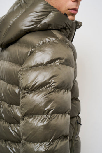 Men's green quilted down jacket with hood - 8