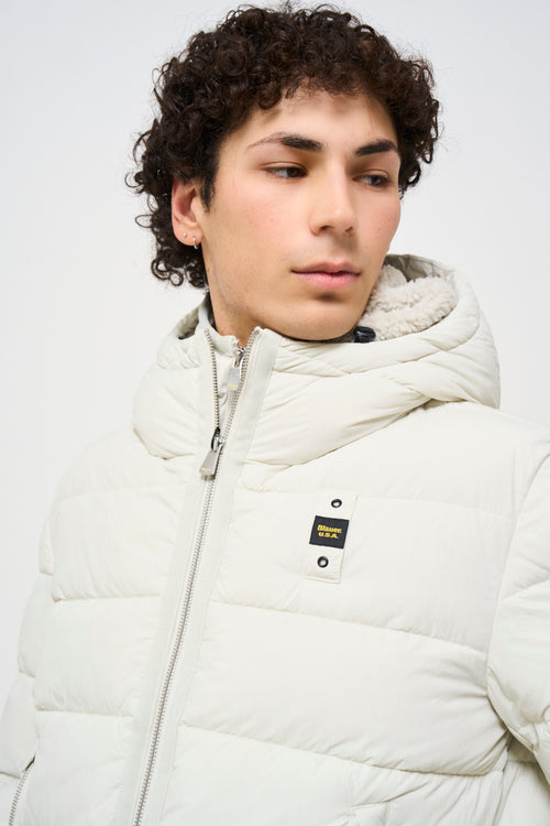 Men's white quilted down jacket - 2