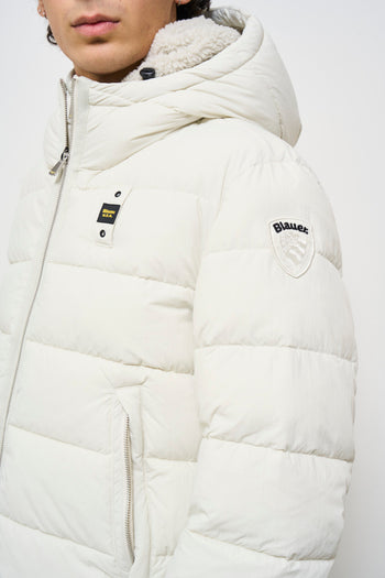 Men's white quilted down jacket - 4