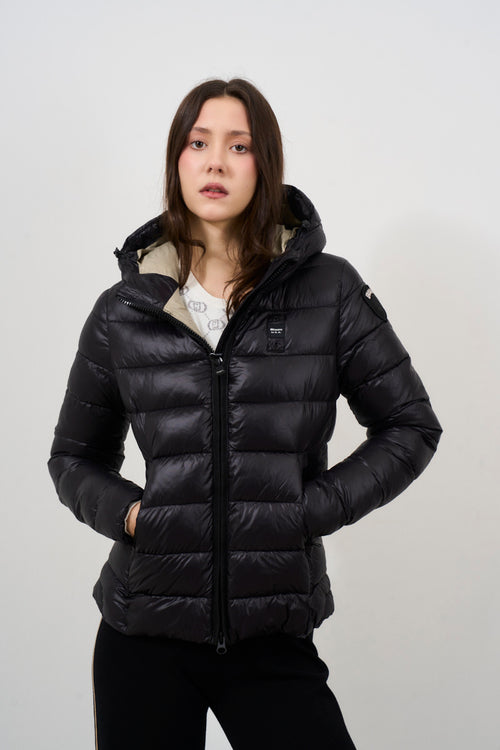 Women's black quilted down jacket