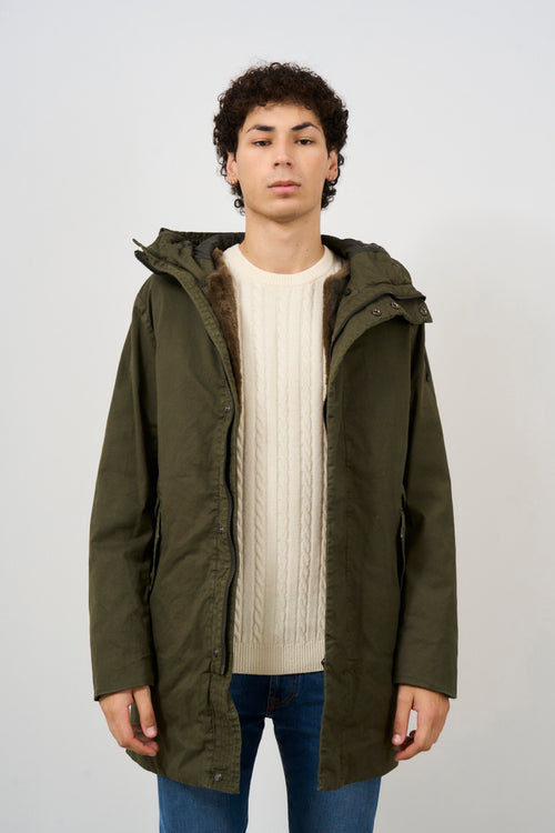 Parka uomo in cotone verde militare