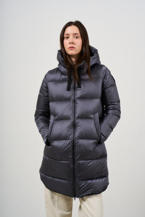 Women's long down jacket with hood - 1