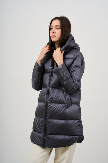 Women's long down jacket with hood - 4