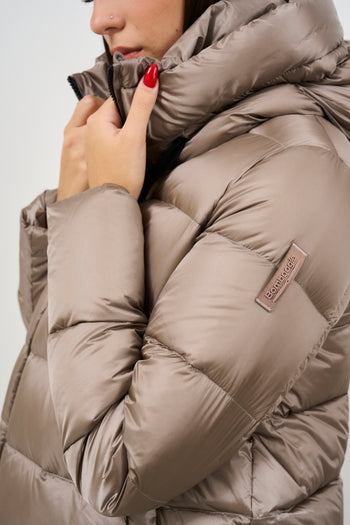 Women's short beige nylon down jacket - 5