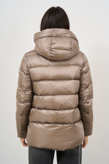 Women's short beige nylon down jacket - 6