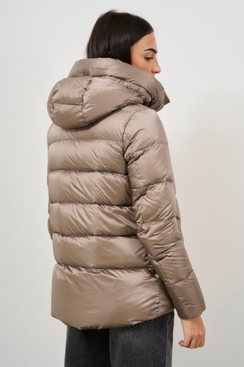 Women's short beige nylon down jacket - 7