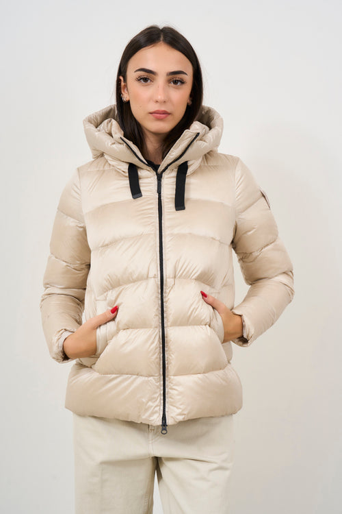 Women's short nylon down jacket cream