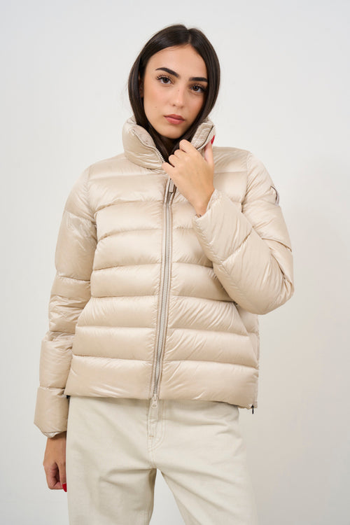 Women's down jacket in bright cream nylon