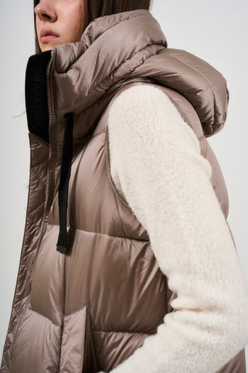 Women's long down jacket with sleeveless hood - 6