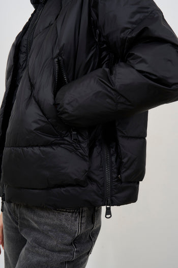 Women's black down jacket with hood - 4