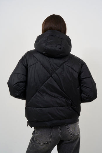 Women's black down jacket with hood - 7