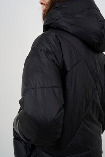 Women's black down jacket with hood - 8