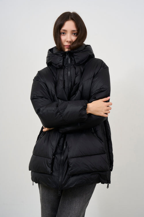 Women's oversized black down jacket - 2