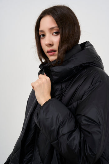 Women's oversized black down jacket - 4