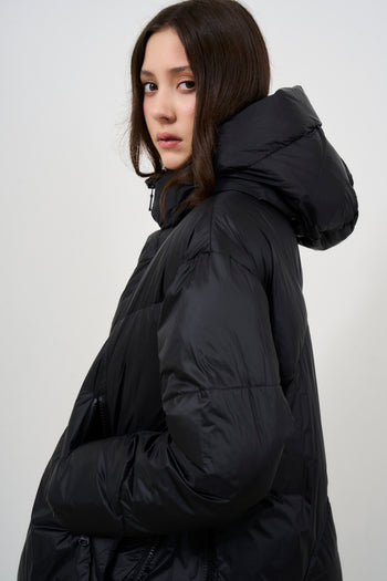 Women's oversized black down jacket - 9