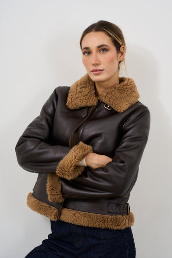 Sheepskin in soft dark brown eco-leather - 3