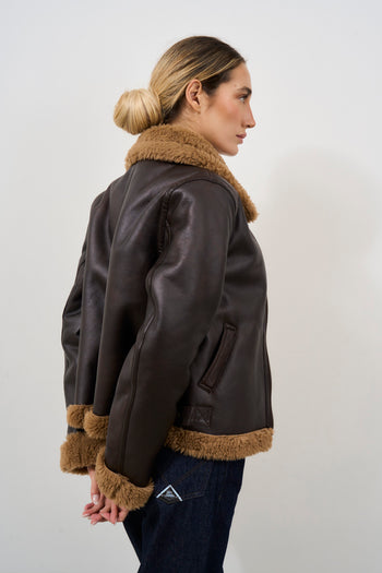 Sheepskin in soft dark brown eco-leather - 5