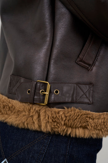 Sheepskin in soft dark brown eco-leather - 7