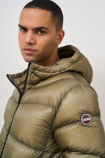 Green men's down jacket with hood - 5