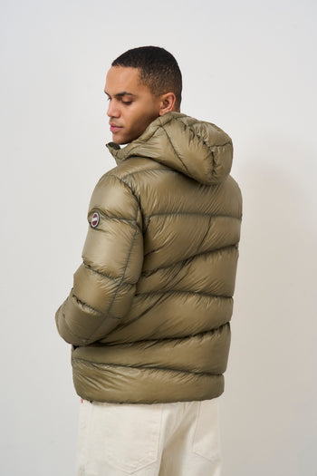 Green men's down jacket with hood - 6